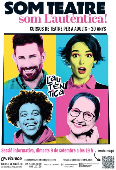 Cursos de Teatre per a Adults a L' Autèntica. A partir de Setembre 2025 al Districte de Gràcia de Barcelona
