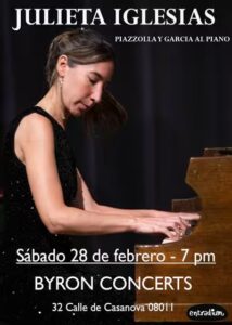 La pianista argentina Julieta Iglesias en Byron Concerts el 28 febrero